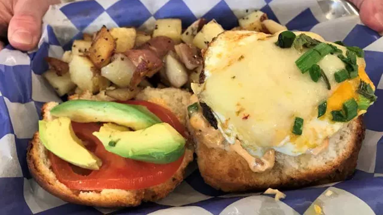 breakfast sandwich with potatoes