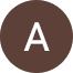 white letter A on brown circle