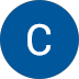 white letter C on blue circle