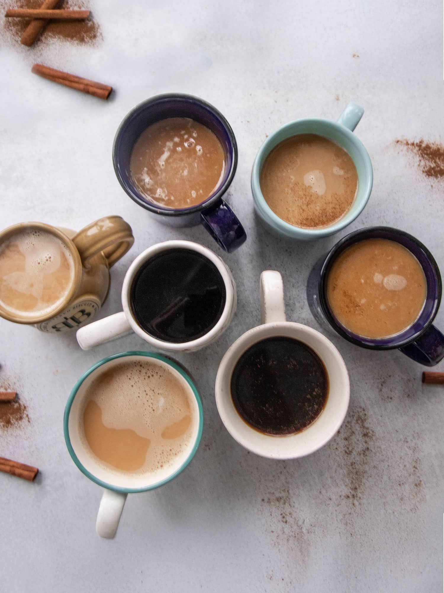 7 cups of coffee and cinnamon sticks